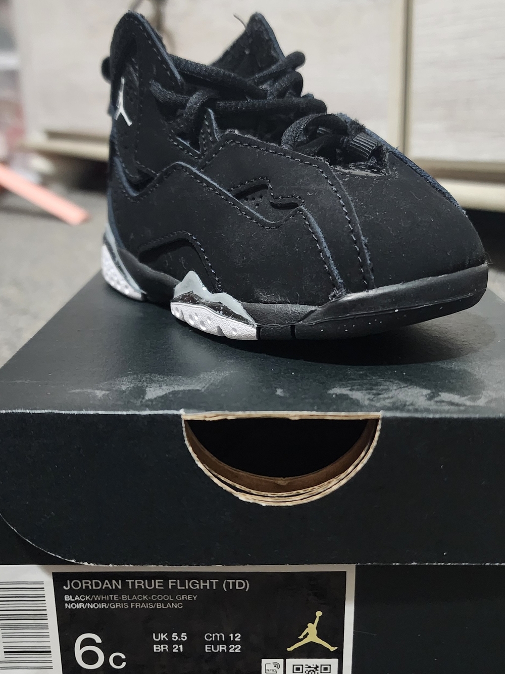 Jordan True Flight (TD) Toddler Shoes - Black/White